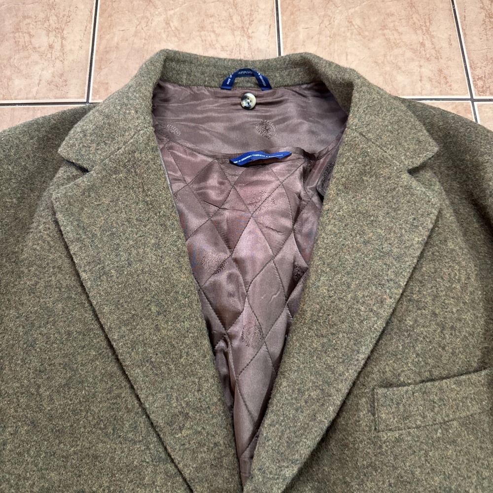 TOMMY HILFIGER Brown Flannel Tweed Button Wool Liner 3 Button Blazer Jacket XL - Picture 5 of 16